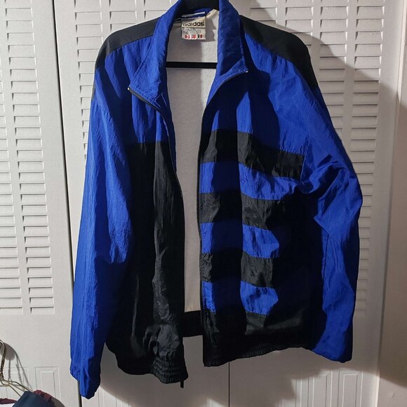 Vintage Adidas Blue & Black Windbreaker Jacket – Retro 90s Style - Picture 3 of 3